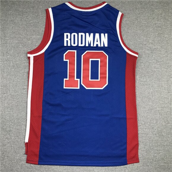 Mens Dennis Rodman Stitched Blue Jersey